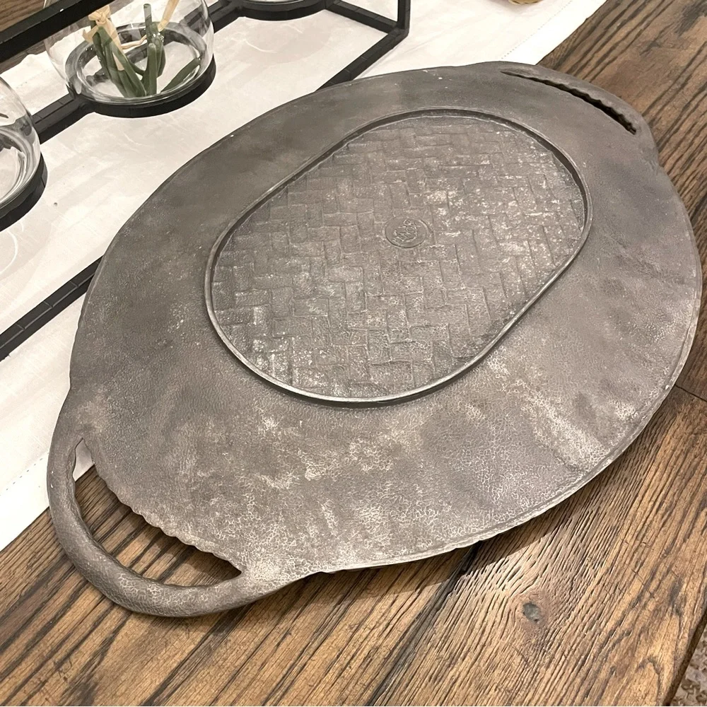 Lenox Metal Fruit Basket Weave Aluminum Serving Tray Large Tray 22